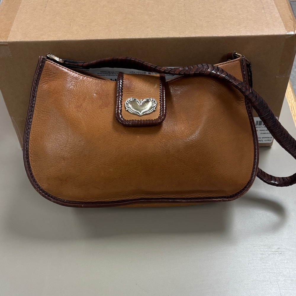 Fossil Brown Leather Shoulder Bag with Braided Strap